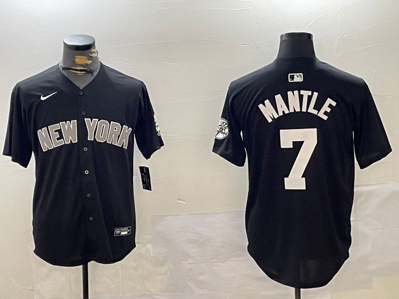 Men New York Yankees #7 Mantle Black Game 2024 Nike MLB Jersey style 1202